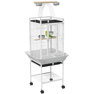 Vogelkäfig Papageienkäfig mit 3 Türen 2 Sitzstange 360° Rollen Futternapf Ablage