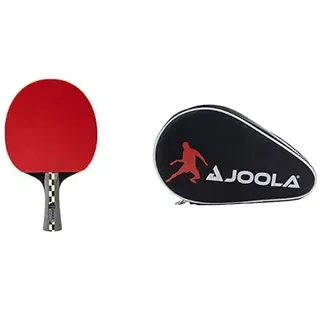 JOOLA 54195 Carbon Pro ITTF Zugelassener Tischtennis-Schläger & Tischtennisschläger Hülle Pocket Double Tischtennishülle für 2 Wasserabweisende Tischtennistasche, Schwarz/Rot, 28 x 17 x 4 cm