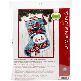 Dimensions 71-09159 Needlepoint Set, Leinen, Schneemann in Wolle genäht, 16" Long