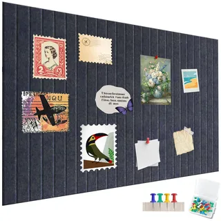 AMIGO 60 x 40cm Große Korkplatte Große Pinnwand,Dekorative Korkwand aus Filz,1cm Dick,Faltbare Fototafel mit Selbstklebendem Klebeband,Filz Selbstklebend Visionboard,Pinnadeln,Schwarz
