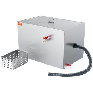 Vevor Kommerzieller Fettabscheider, 40 lbs Fettabscheider, Seitlicher Einlassabscheider, Fettabscheider aus Edelstahl Unter der Spüle, 9,96 GPM/Min Abwasser-Öl-Wasser-Abscheider, für Restaurant usw.