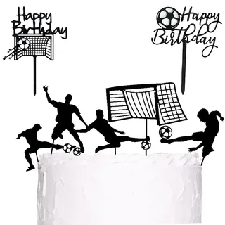 MiaLover 7 Stücke Fußball Kuchen Topper Cupcake Fußball Geburtstagstorte Dekoration Happy Birthday Tortendeko für Fußball-Partydekorationen Sportparty-Dekorationen