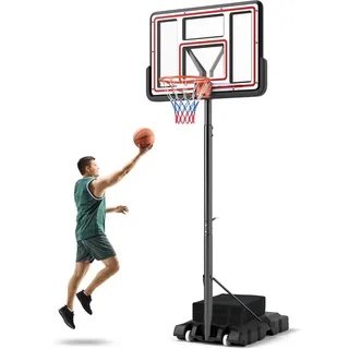 GOPLUS Basketballkorb Outdoor, Korbhöhe 225-305cm verstellbar, Basketball Korb mit Rückwand & Gewichtsbeutel, Basketballständer tragbar mit Rollen, Basketball Hoop für Kinder Jugendliche Erwachsene