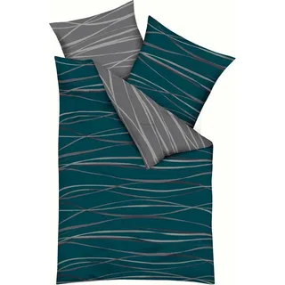 KAEPPEL Wendebettwäsche Feinbiber Petrol Größe 1x 155x220 cm + 1x 80x80 cm