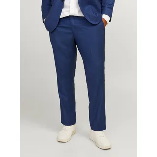 Jack & Jones PlusSize Anzughose "JPRSOLARIS TROUSER NOOS PLS", Herren, Gr. 72, N-Gr, blau (medieval blau), Web, Obermaterial: 59% Polyester, 24% Wolle, 16% Viskose, 1% Elasthan, JACK & JONES PLUSSIZE, unifarben, slim fit normal, Hosen Anzughose