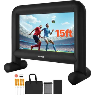 Vevor aufblasbare Filmleinwand Projektion Beamer Leinwand aus 600D, Projektionsleinwand mit tragbarer Aufbewahrungstasche, 16:9, Filmprojektion für Heimkino Mottoparty Poolspaß (354 x 130 x 290 cm)