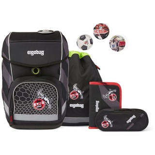 ergobag Schulranzen Football-Edition Cubo-Set 5-teilig Domstürmbär schwarz - Grau