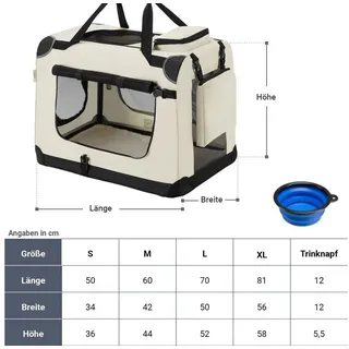 Juskys Hundebox Auto faltbar 56 x 81 x 58 cm Beige