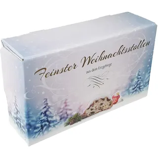 5 Stollenkarton Feinster Weihnachtsstollen 1000g 1kg 300x175x80mm Geschenkkarton Stollenkartons Verpackung für Weihnachtsstollen