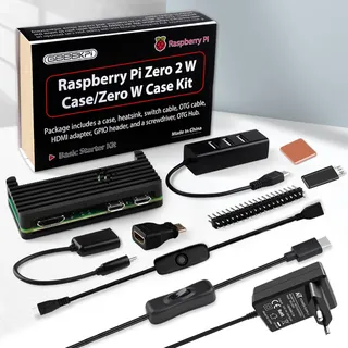 GeeekPi Gehäuse Kit für Raspberry Pi Zero 2 W, with Pi Zero Aluminiumgehäuse,Netzteil, Kühlkörper,4 Port USB HUB,20Pin GPIO Header,OTG Kabel,ON/Off Switch Kabel für Pi Zero 2 W/Pi Zero W/Pi Zero