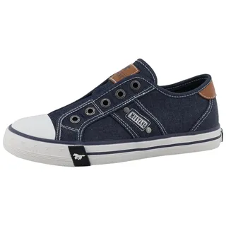 Mustang Shoes Gaspare Slip-On Sneaker Freizeitschuh, Slipper, Halbschuh mit Kontrastnähten blau 36 EU