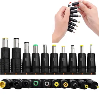 8 in 1 Universal DC Netzteil Adapter, 5.5x2.1 mm Buchse auf Stecker DC Hohlstecker Adapter für Laptop Netzteil, Kompatibel für HP Dell ASUS Acer, mit Männlich Weiblichem DC Anschluss (10 Stück)
