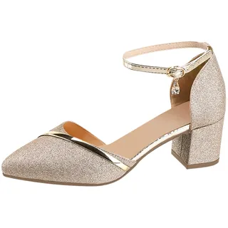 Pumps Damen Hohe Elegant Absatzschuhe Bequem Casual Schuhe Mit Absatz Festliche Trachtenschuhe Sommerschuhe Business Spangenpumps Sommerschuhe Einstellbarer Schnalle Damensandalen - 38 EU
