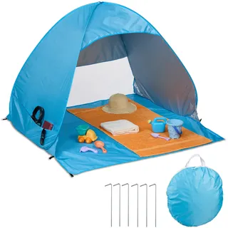 Relaxdays Strandmuschel Pop up Weiß,Hellblau,Schwarz