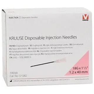 Kruse -einwegnadeln 1,2 X 40 Mm, 18gx1 1/2 ", Pink, Box 100 Einheiten