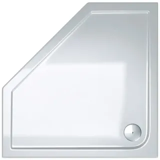 doporro Duschtasse Duschwanne Faro5W 80x80x4 flach aus Acryl in Weiß Fünfeckig DIN-Anschlüsse für bodenebene Montage geeignet - Weiß - Doporro