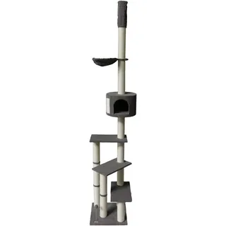 Bontoy Kratzbaum Pascha I Deckenhoch I 240-260 cm I Grauer Cordstoff I 3 Strufen zur Höhle I Hängematte I Sisalstämm 9cm Durchmesser