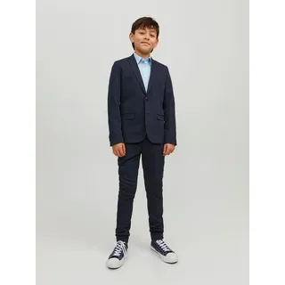 Jack & Jones Junior Anzug JPRSOLAR elastisch und pflegeleicht für besondere Anlässe (Set, 2-tlg) unifarben, modisch, slim fit, Web, Reverskragen blau 176