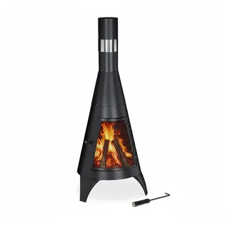 Relaxdays Terrassenofen Ø 45 cm Schwarz