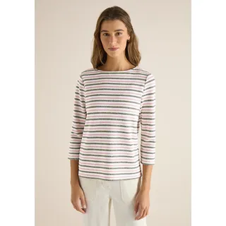 Cecil 3/4-Arm-Shirt CECIL, Damen, Gr. XXL (46), raw khaki, Stoff, 65% Polyester, 30% Viskose, 5% Elasthan, gestreift, normal normal, U-Boot-Ausschnitt, abgesteppt, Shirts 3/4-Arm-Shirt, mit 3/4 Ärmeln