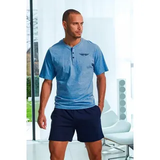 AUTHENTIC LE JOGGER Shorty Pyjama für Herren (2 tlg., 1 Stück) mit Knopfleiste blau 56/58