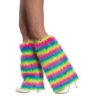 PARTY DISCOUNT Stulpen Beinwärmer Neon Regenbogen