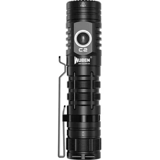 WUBEN C2 LED Taschenlampe 2000 Lumen, wiederaufladbar, superhell, 7 Modi, taktische IP68 wasserdichte Lampe für Notfälle, Camping & Wandern, Schwarz