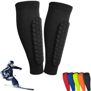 Shin Defender Schienbeinschützer, SkiGuard Pro, Shinbang Protector 2.0, Shinbang Protector Ski, Shin Defender Schienbeinschützer Kinder und Aldult (Schwarz,L)
