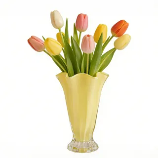 Timasser Blumenvase Glas 23CM Vase Rosa Tulpenvase Hyazinthenglas Ribbed Sockel Hydroponic Vasen Durchsichtig Kleine Vasen für Tischdeko Bei Hochzeiten & Partys Frühlingsdeko (B)