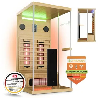 Artsauna Infrarotkabine / Wärmekabine Göteborg 90 x 90 x 190 für 1 Person mit Vollspektrumstrahlern & Hemlockholz
