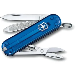 Multitool, Swiss Army Knife, Geschenk, 7 Funktionen, Klinge, Nagelfeile, Blau Transp.