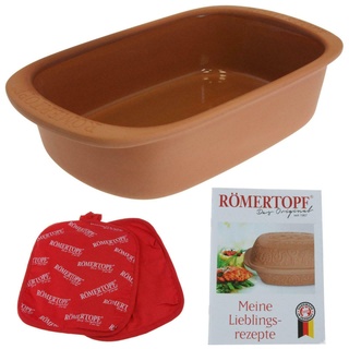 Römertopf Auflaufform 2,3L 2-4 Personen Gratin Ofenform Geschenk Set Ton Keramik