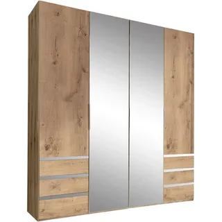 Level 200 x 216 x 58 cm Plankeneiche Nachbildung mit Spiegeltüren und Schubladen