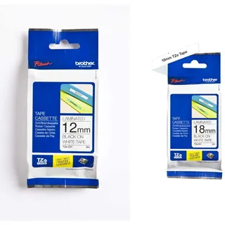 Brother Original P-touch Schriftband TZe-241 18 mm, schwarz auf weiß & TZe-231 P-touch Schriftband (12mm breit, 8m lang) schwarz auf weiß