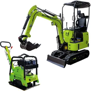 Zipper Diesel-Minibagger 7,0kW 8kN + Benzin-Rüttelplatte 4,1kW 25kN Combo-Set