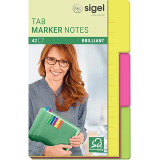 Sigel TAB MARKER NOTES Haftnotizen farbsortiert, 42 Blatt