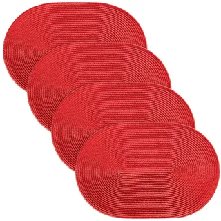 Erwin Müller Platzset Tischset "Amadora" 4er-Pack, Uni rot oval | 30 cm x 45 cm