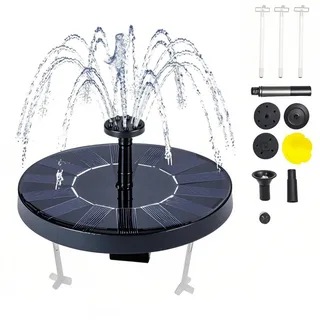 Solarspringbrunnen Aussen, 1.4W VogelBad Solar Brunnen für Draussen, klein DIY Solar Springbrunnen für Außen mit 7 Fontänenstile, Gartenbrunnen Solar, Solar Wasserspiel, für Garten Teich(A)