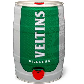 VELTINS Pilsener 5 Liter Bierfass mit Zapfhahn, Pfandfrei 4,8% Vol