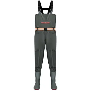 ENEN Wathose Herren Damen Wasserdicht Neopren gr 36-46 Wathose mit Stiefeln, Atmungsaktiv Verstellbare Schultergurte Anglerhose Angelhose Watstiefel Angelbekleidung (Armeegrün,40)