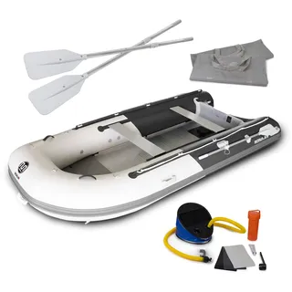 DA-390 Aufblasbares Schlauchboot, 390 cm, grau - dunkelgrau, Aluminiumboden, inkl. Zubehör, Angelboot, Paddelboot, Motorboot Kategorie C