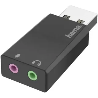 Hama USB-Soundkarte, USB-Stecker - 2x 3,5-mm-Klinke-Buchse, Stereo