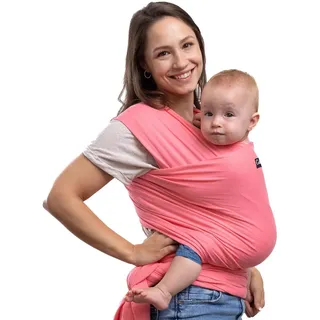 CuddleBug Babytragetuch ab Geburt bis 36 Monate (3,2-15,8 kg) - Kuscheliges & Elastisches Tragetuch Baby, Verstellbar von XS bis XXL, Stillfreundlich & Einfach zu Binden (Pink)