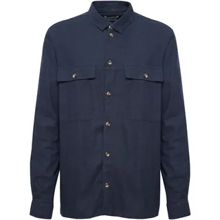 !Solid Langarmhemd SOLID "Langarmhemd SDAllan", Herren, Gr. XL, N-Gr, blau (insignia blau), Obermaterial: 58% Leinen LI. 42% Viskose CV., Hemden