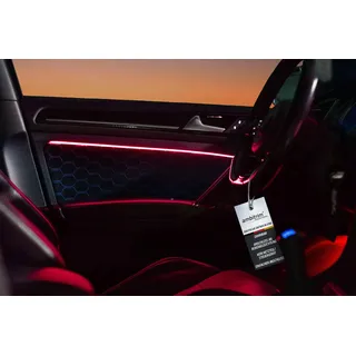 ambitrim® Digital LED einfarbig Ambientebeleuchtung universell passend (Rot, 4 Türen + 1 Armaturenbrett)