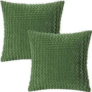 Tennove Kissenbezug 60x60cm Dekorative Olivgrün Kissenhülle 2er Set Weicher Kordsamt Kissenbezüge Moderne Boho Couchkissen Zierkissen für Sofa Wohnzimmer Bett Heimdekor