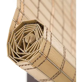 PVC Bambusrollo Wetterfest Aussen Retro Bambus Rollo Jalousine Wasserfest Sonnenschutz Sichtschutz Rollo mit Lifter 80 90 100 120 140cm Breit Fenster Sonnenschutz Rollo für Balkon(W60xH100cm)