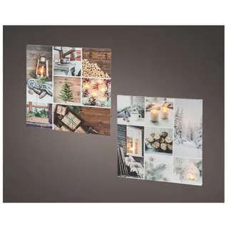 Lumineo Bilderrahmen LED-Wanddeko - Bild - aus Holz - ca. 38 x 38 x 1 cm - 1 Stück blau|braun