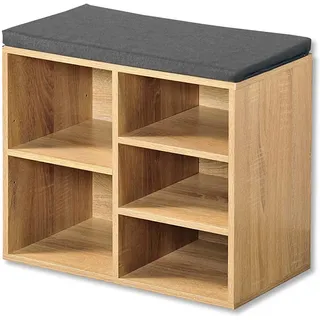KESPER Schuhschrank 51,5 x 48 x 29,5 cm Eiche-Sonoma braun/grau mit Sitzkissen