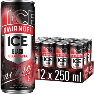 Smirnoff Ice Guarana, Mixgetränk mit Smirnoff Vodka und Guarana Geschmack, 10% Alkohol, 12 Dosen x 250 ml (EINWEG Verpackung), fertige Cocktails, perfekt für Partys und gesellige Anlässe